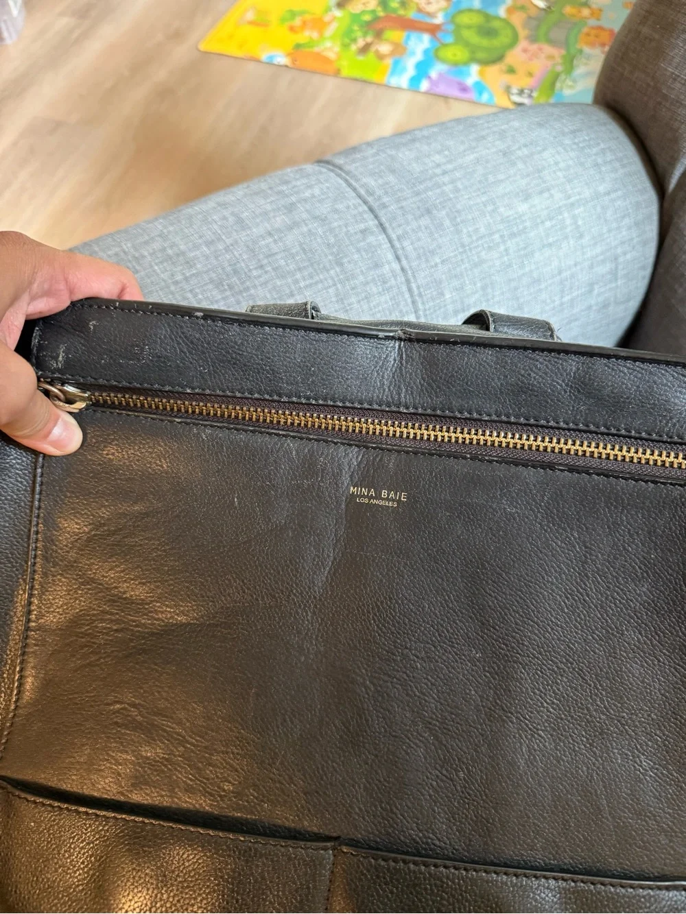 Mina Baie Full Leather Harper Diaper Bag Backpack